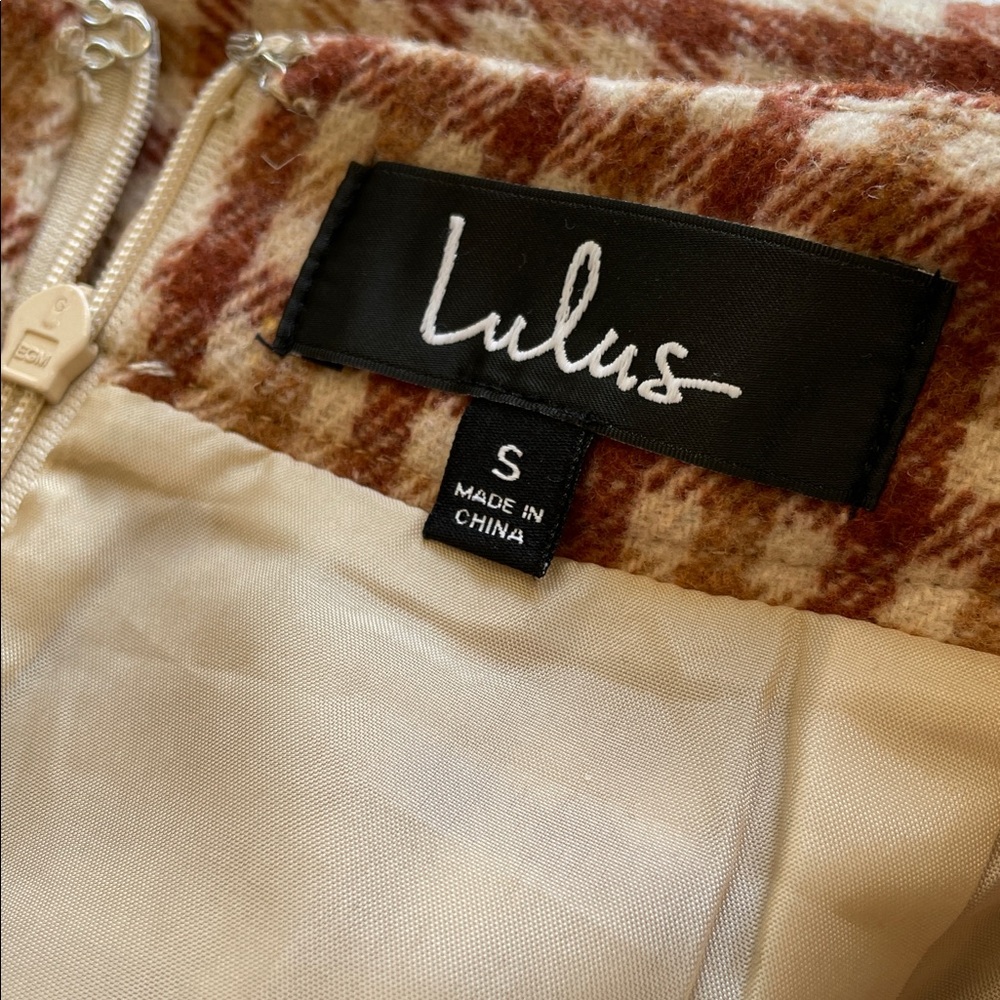 NEW Lulus Sycamore Brown Plaid Mini Skirt High Waisted Micro Mini Womens Small - Picture 4 of 4
